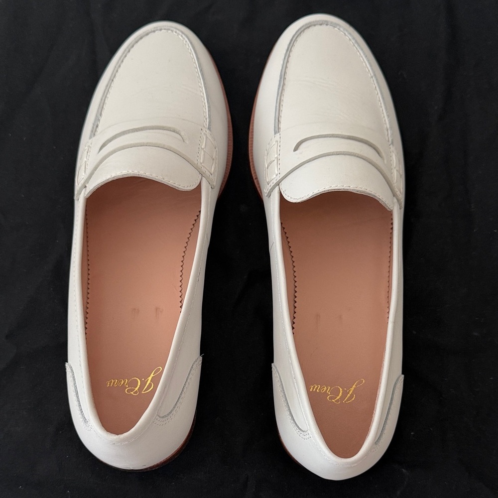 J. Crew Classic White Leather Loafers